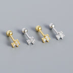 Cute Mini CZ Flower New 925 Sterling Silver Stud Earrings