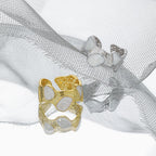 2026 New Hot Irregular Epoxy Stones 925 Sterling Silver Adjustable Ring