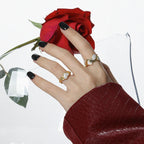 2026 New Hot Irregular Epoxy Stones 925 Sterling Silver Adjustable Ring