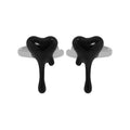 Black Fluid Heart Irregular 925 Sterling Silver Non-Pierced Earring(Single)