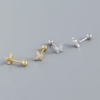 Cute Mini CZ Butterfly 925 Sterling Silver Stud Earrings