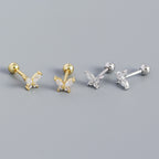 Cute Mini CZ Butterfly 925 Sterling Silver Stud Earrings