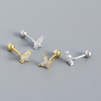 Cute Mini CZ Butterfly 925 Sterling Silver Stud Earrings