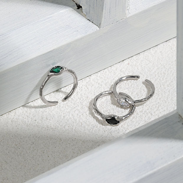 Anniversary Oval CZ Simple 925 Sterling Silver Adjustable Ring