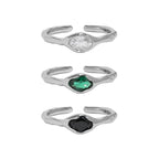 Anniversary Oval CZ Simple 925 Sterling Silver Adjustable Ring