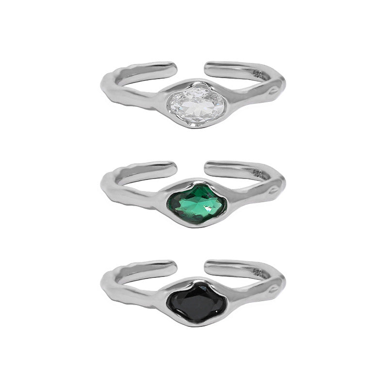 Anniversary Oval CZ Simple 925 Sterling Silver Adjustable Ring