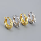 Casual Round Rivet Circle 925 Sterling Silver Huggie Hoop Earrings