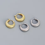 Casual Round Rivet Circle 925 Sterling Silver Huggie Hoop Earrings