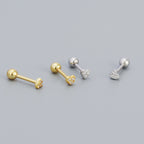Casual CZ Mini Heart Ball 925 Sterling Silver Stud Earrings