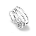 Designer Luck Happiness Health 3 Strips Lady 925 Sterling Sliver Ring