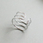 Designer Luck Happiness Health 3 Strips Lady 925 Sterling Sliver Ring