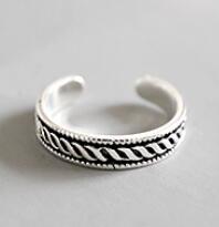 Vintage Rose Flower Twisted 925 Sterling Silver Adjustable Tail Ring