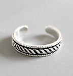Vintage Rose Flower Twisted 925 Sterling Silver Adjustable Tail Ring