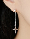 Asymmetry Cross 925 Sterling Silver Dangle Earring(Single)