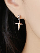 Asymmetry Cross 925 Sterling Silver Dangle Earring(Single)