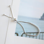 Fashion Simple CZ Beads 925 Sterling Silver Adjustable Bracelet