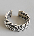 Vintage Twisted Flower V Shape 925 Sterling Silver Adjustable Ring