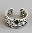 Vintage Twisted Flower V Shape 925 Sterling Silver Adjustable Ring