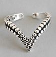 Vintage Twisted Flower V Shape 925 Sterling Silver Adjustable Ring