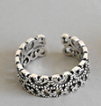 Vintage Twisted Flower V Shape 925 Sterling Silver Adjustable Ring