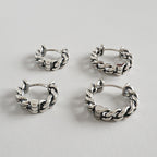 Retro Hollow Chain 925 Sterling Silver Huggie Hoop Earrings