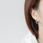 Retro Hollow Chain 925 Sterling Silver Huggie Hoop Earrings