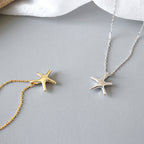 Trendy Tiny Starfish 925 Silver Minimalist Layering Chain Delicate Sea Star Pendant Necklace
