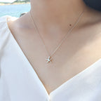 Trendy Tiny Starfish 925 Silver Minimalist Layering Chain Delicate Sea Star Pendant Necklace