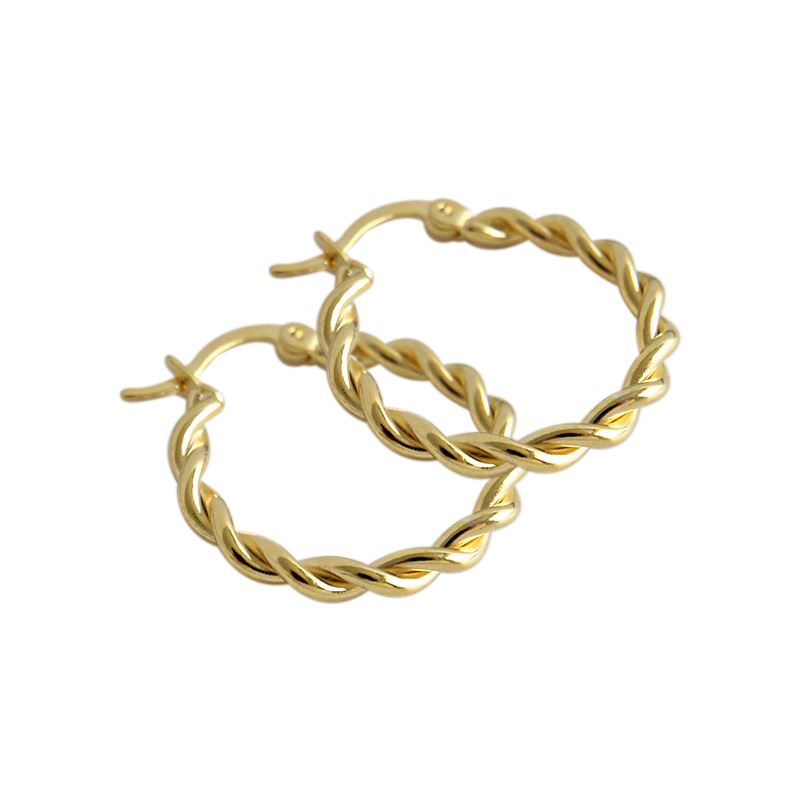 Casual Twisted Circle 925 Sterling Silver Huggie Hoop Earrings