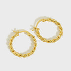 Casual Twisted Circle 925 Sterling Silver Huggie Hoop Earrings