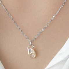 Anniversary Irregular Natural Pearl 925 Sterling Silver Necklace