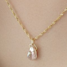 Anniversary Irregular Natural Pearl 925 Sterling Silver Necklace