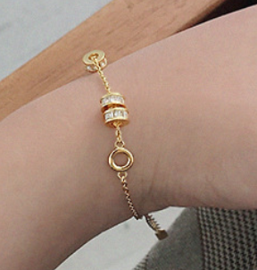 Gift CZ Lucky Transfer Beads Circles 925 Sterling Silver Bracelet