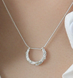 Classic Geometric Irregular Surface Semicircle 925 Sterling Silver Necklace