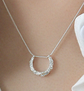 Classic Geometric Irregular Surface Semicircle 925 Sterling Silver Necklace