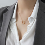 Classic Geometric Irregular Surface Semicircle 925 Sterling Silver Necklace