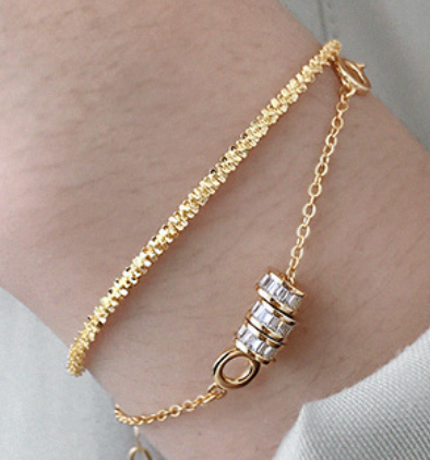 Simple Nugget Crisscross 925 Sterling Silver Bracelet