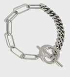 Asymmetry Vintage Curb Chain OT 925 Sterling Silver Bracelet