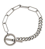 Asymmetry Vintage Curb Chain OT 925 Sterling Silver Bracelet