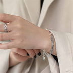 Retro Double Layer Hollow Chain 925 Sterling Silver Bracelet