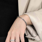Retro Double Layer Hollow Chain 925 Sterling Silver Bracelet