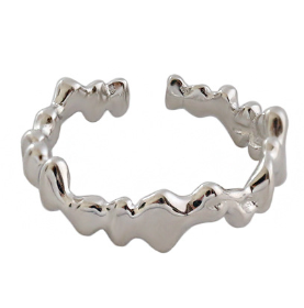 Classic Irregular Wave 925 Sterling Silver Adjustable Ring
