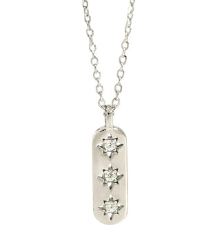 Elegant CZ Geometry CZ Star Tag 925 Sterling Silver Necklace