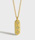 Elegant CZ Geometry CZ Star Tag 925 Sterling Silver Necklace