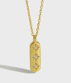 Elegant CZ Geometry CZ Star Tag 925 Sterling Silver Necklace