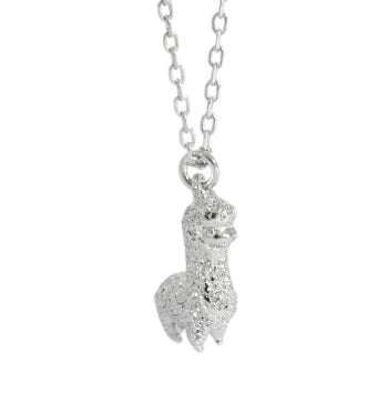 Cute Mini Alpaca Animal 925 Sterling Silver Necklace