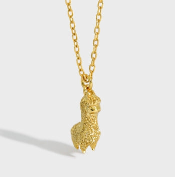 Cute Mini Alpaca Animal 925 Sterling Silver Necklace