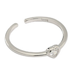 Casual CZ Heart 925 Sterling Silver Adjustable Ring