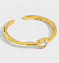 Casual CZ Heart 925 Sterling Silver Adjustable Ring