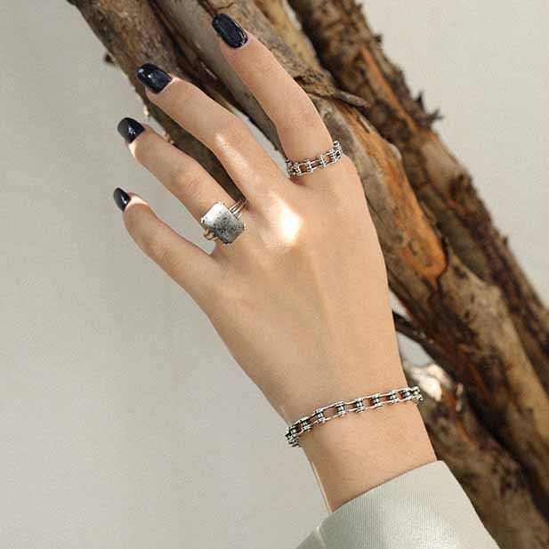 Vintage Bicycle Chain 925 Sterling Silver Bracelet